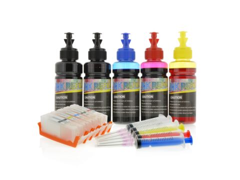 5 x Canon 650 & 651 Refillable Cartridges with Standard Refill Ink