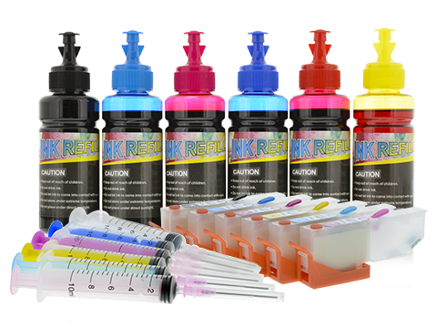 Epson 277 & 277XL Refillable Cartridges & Standard Dye Ink Set