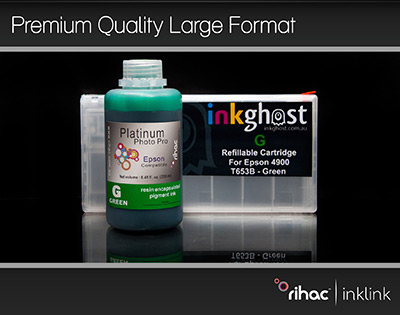 Premium Stylus Pro 4900 Green Refillable Cartridge & Pigment Ink T653B
