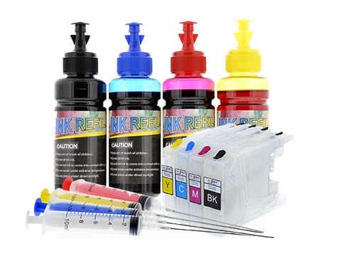 Brother LC40 LC73 LC77 Refillable Cartridges with Standard Refill Inks