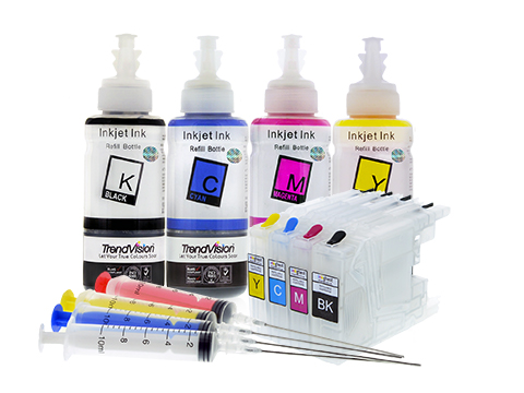 Brother LC40 LC73 LC77 Refillable Cartridges with Basic Refill Inks