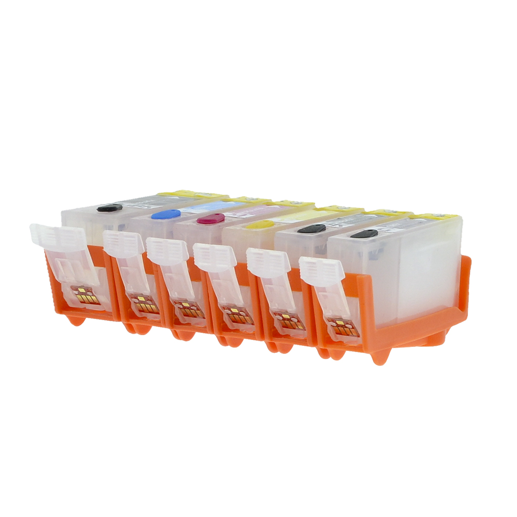 6 x Empty Refillable Cartridges for Canon PGI-520 & CLI-521