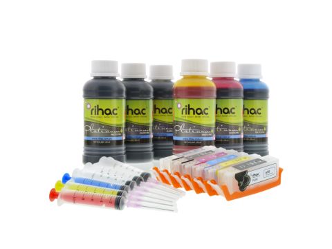 6 x Canon 670 & 671 Refillable Cartridges with Premium Refill Ink