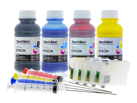 Epson 73 & 73N Compatible Refillable Cartridge Set with Standard Pigment Ink