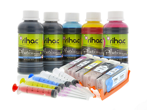 5 x Canon PGI-670XL & CLI-671XL Refillable Cartridge Starter Kit with Premium Pigment & Dye Refill Ink
