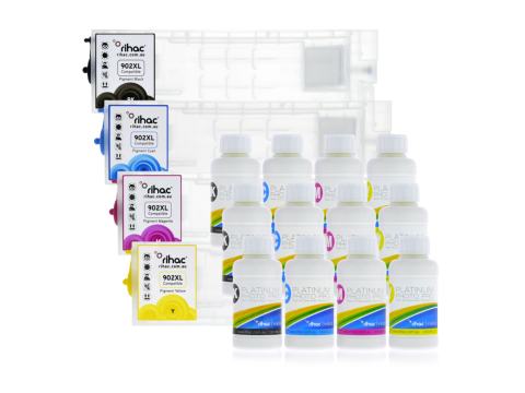 Epson 902 & 902XL Refillable Cartridges Starter Kit with Premium Ink