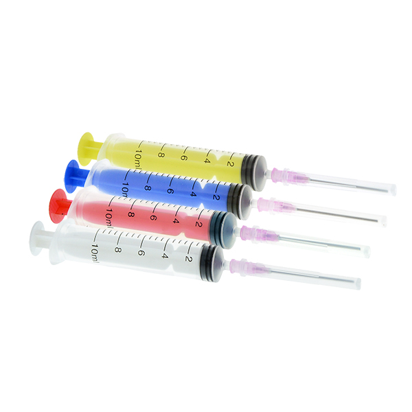 4 x 10ml Coloured Syringe Set + 38mm Filling Needle