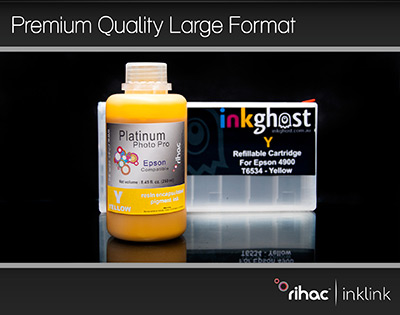 Premium Stylus Pro 4900 Yellow Refillable Cartridge  & Pigment Ink T6534