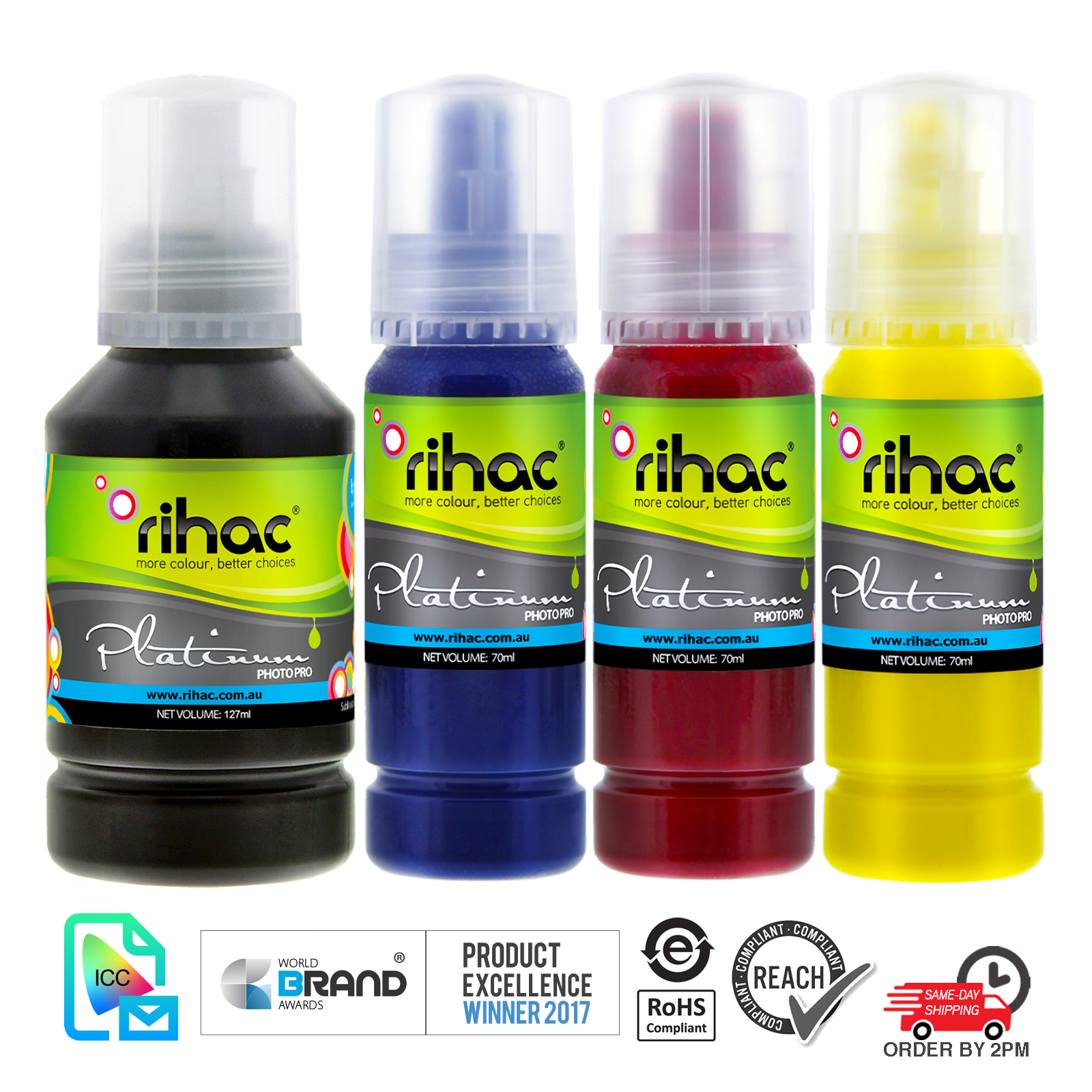 sublimation ink set for Epson EcoTank Printers 502 T502 512 T512 T522 522 T542 542 Rihac dyesub heat transfer ET-2700, ET-2750, ET-2850, ET-3700, ET-3800, ET-4750, ET-485, ET-5150, ET-5170, ET-5800, ET-16600, ET-16650 sublimate