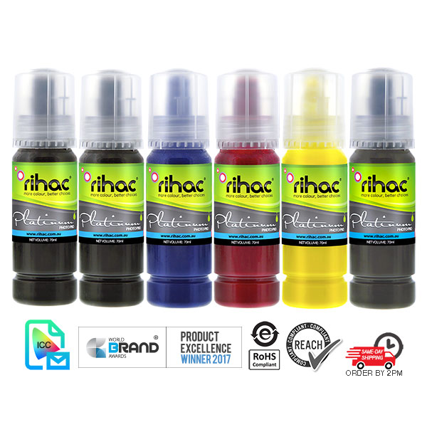 Dye Sublimation ink by Rihac for Epson EcoTank Printers 552 T552 Rihac dyesub heat transfer ET-8550 ET-8500