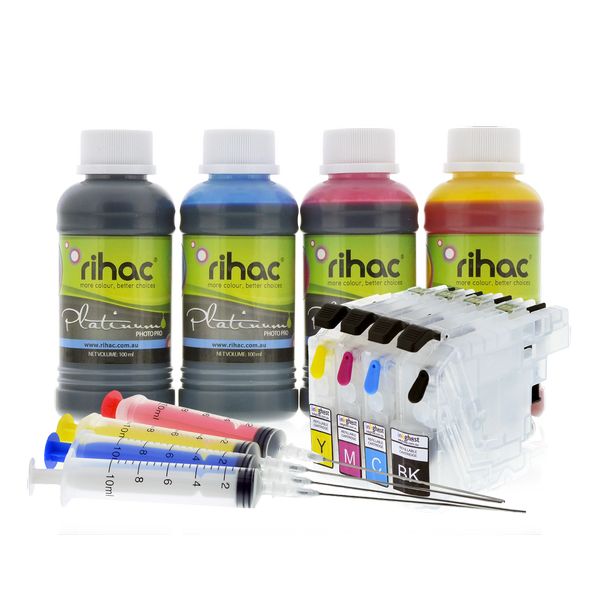 Rihac compatible Brother LC133 LC-133 refillable ink cartridges and premium dye refill ink starter kit for BROTHER DCP-J4120DW, DCP-J562DW, MFC-J4620DW, MFC-J5320DW, MFC-J5720DW, MFC-J680DW, MFC-J880DW, MFC-J480DW auto reset ARC chips