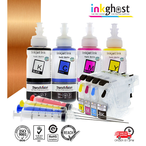 Inkghost refillable cartridges for Brother LC131 LC133 Ink cartridges DCP-J152W DCP-J172W DCP-J4110DW DCP-J552DW DCP-J752DW MFC-J470DW MFC-J475DW MFC-J650DW MFC-J870DW MFC-J4410DW MFC-J4510DW, MFC-J4710DW MFC-J6920DW MFC-J245 MFC-J6520DW & MFC-J6720DW